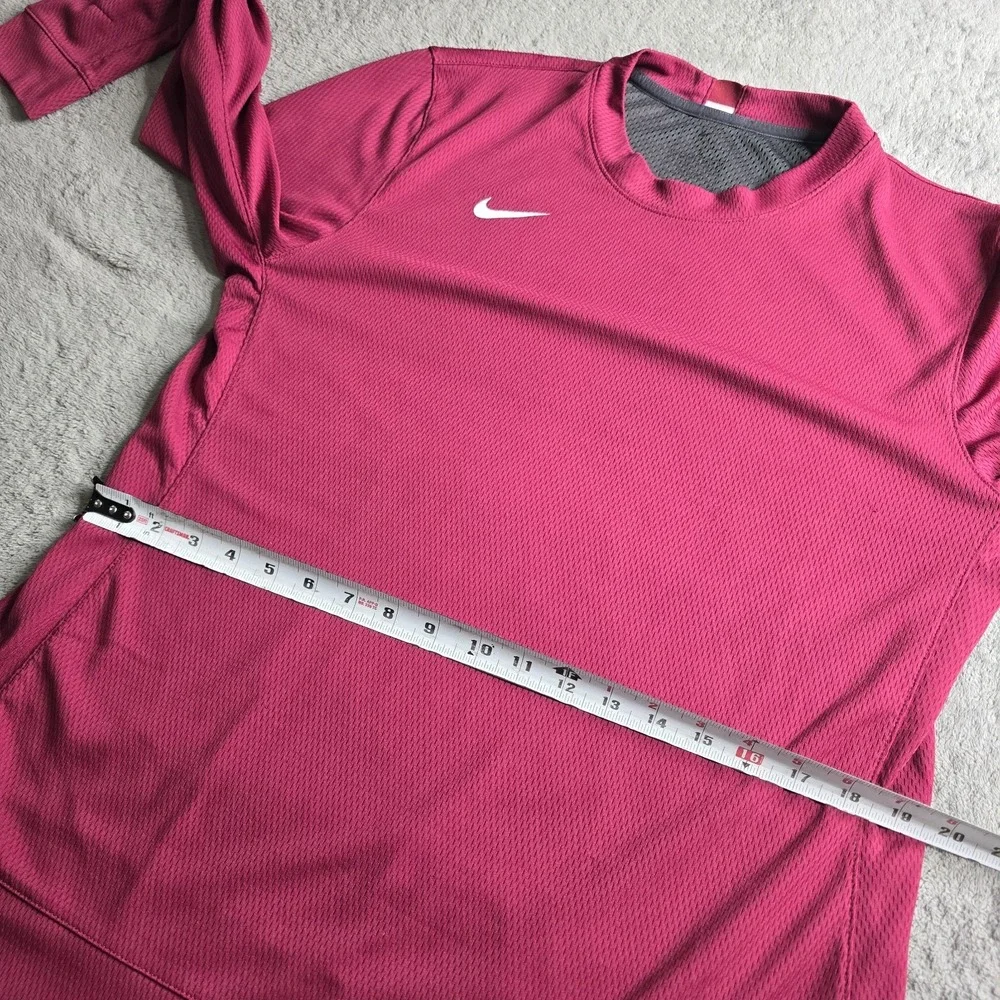 Nike Basketball Shirt Womens Large Burgundy Long Sleeve Training Mesh Jersey